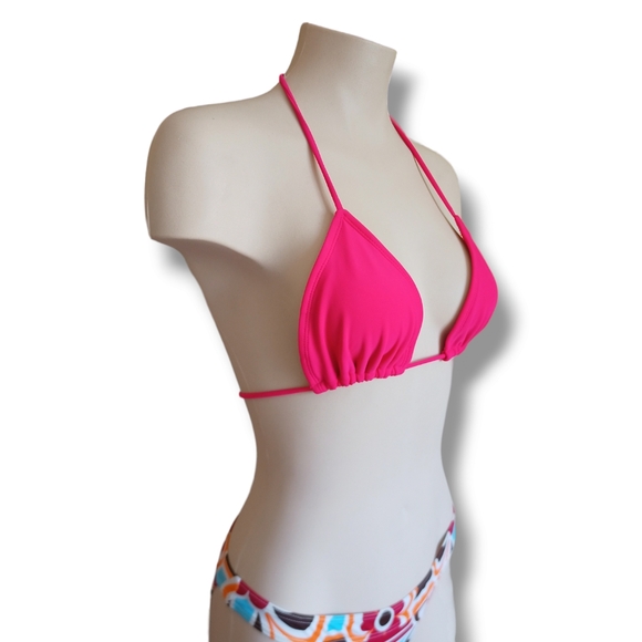 💥 Women's Pink Classic Halter Triangle Bikini Bra Top - Picture 6 of 16